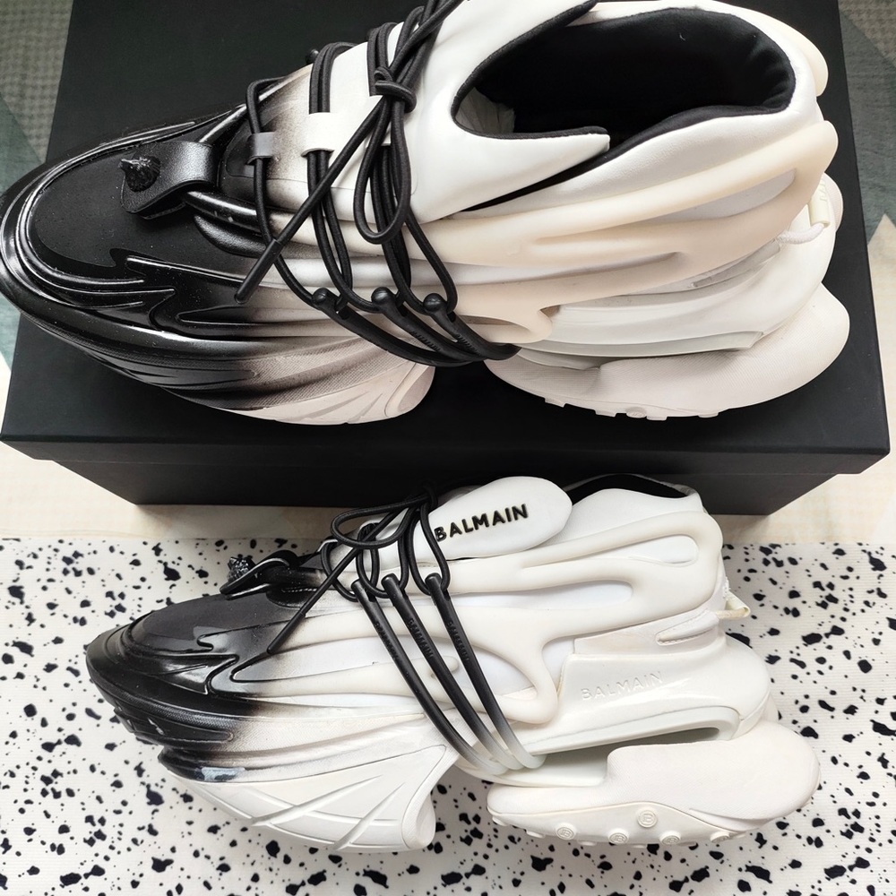 Balmain Black and White Women's Sneakers